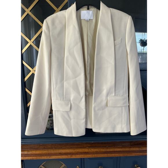 Alexander Wang Virgin Wool Shawl Lapel Blazer Size 8 Off-White - Picture 2 of 6